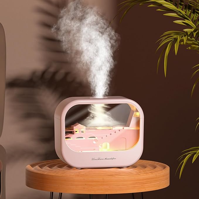 Essential Oil Diffuser, Cute Humidifier with 7 LED Light Colors, Waterless Auto Shut-Off & Timer Setting Cool Mist Humidifier Diffuser for Spa Home Yoga Office Bedroom(Pink)
