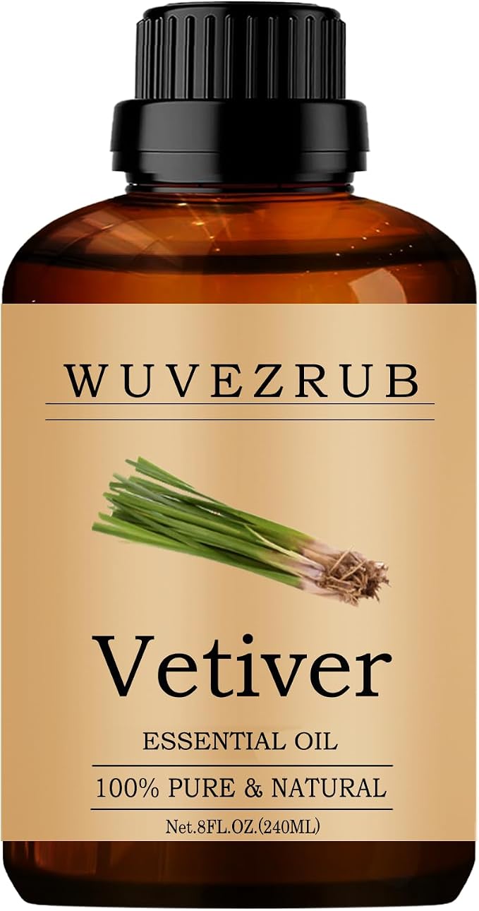 Vetiver Essential Oils 240ML, Pure Vetiver Essential Oil for Aromatherapy Diffuser - 8 Fl Oz