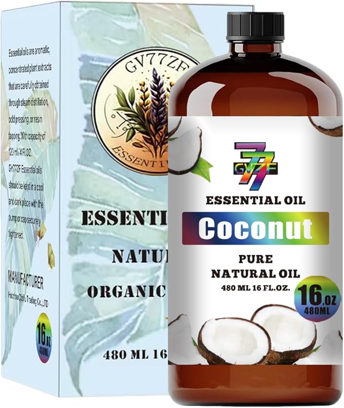 Coconut Essential Oil, Coconut Oils, for Diffuser, DIY Candles, Soap, Humidifier, Home, Bath, Gift, Essential Oil, GV77ZF Coconut Fragrance Oil - 16 fl oz (480 ml)