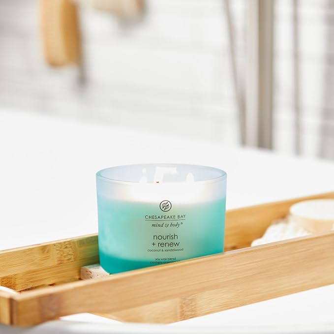 Chesapeake Bay Candle Mind & Body 3-Wick Coffee Table Jar Candle Nourish + Renew (Coconut & Sandalwood)
