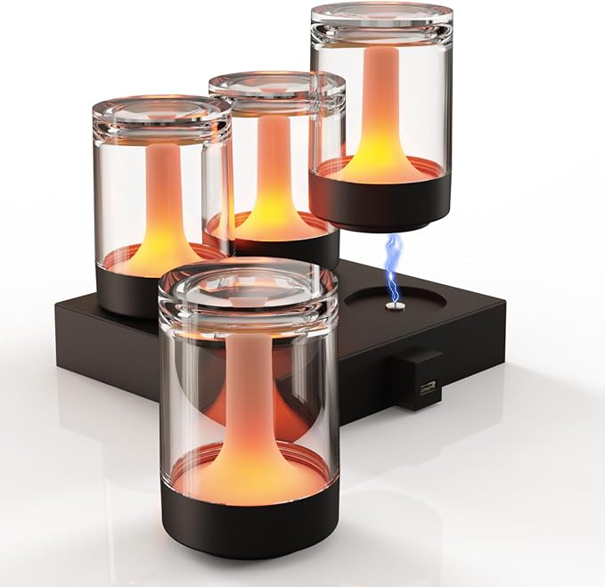 uuffoo Set of 4 LED Mini Cordless Table Lamp, Transparent Waterproof Shower Lamp, Rechargeable Battery Operated Candle Lamp, Portable Night Light for Room Holidays Christmas Party Décor