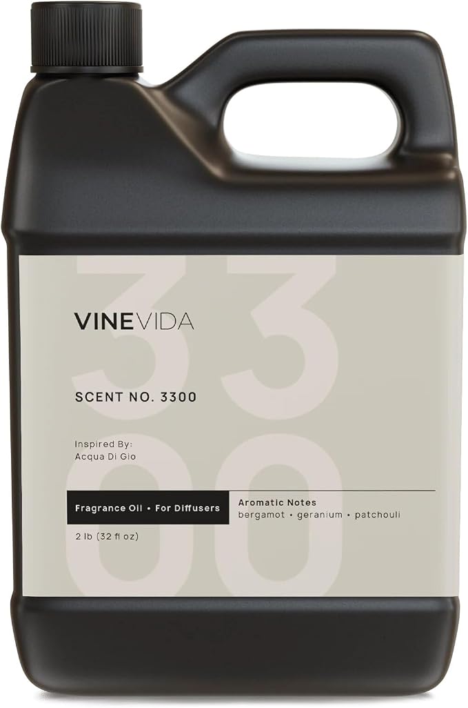 VINEVIDA [32 Fl Oz] Scent NO. 3300 Fragrance Oil for Cold Air Diffusers, Aromatic Notes of Bergamot Geranium Patchouli, Essential Oils for Diffuser Oil Refill & Air Freshener Room Spray