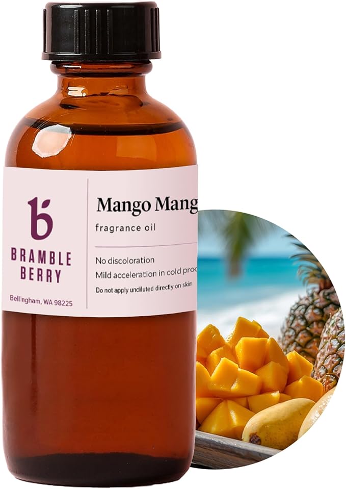 Bramble Berry Mango Mango Fragrance Oil 2 oz | Juicy Ripe Mango Scent for Soap Making, Candles, Lotion, Bath Bombs & Perfume | Skin Safe, Vegan, Paraben & Phthalate Free, DIY Craft Essential