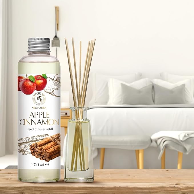 Reed Diffuser Refill Apple-Cinnamon 6.8Fl Oz - Room Fragrance with Cinnamon Essential Oil - Home Fragrance - Air Freshener - Aromatherapy - Spa - Home - Office - Club - Restaurant - Boutique