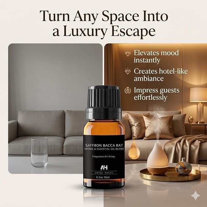 Baccarat Rouge Difuser Oil 10ml - Home Luxury Scents Refill - Inspired by Baccarat Rouge Perfume - Saffron, Jasmine, Amber - Make Your House Smell Good - Aromatherapy Diffuser Oil - Hotel Oil Scent