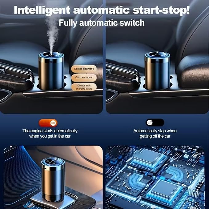 Car USB Aroma Diffuser, Portable Aroma Diffuser, with LED Ambient Light, Easy to Operate, deodorizing Function, Suitable for Cars and Home use, Comes with 3 Bottles of Ocean Essential Oil