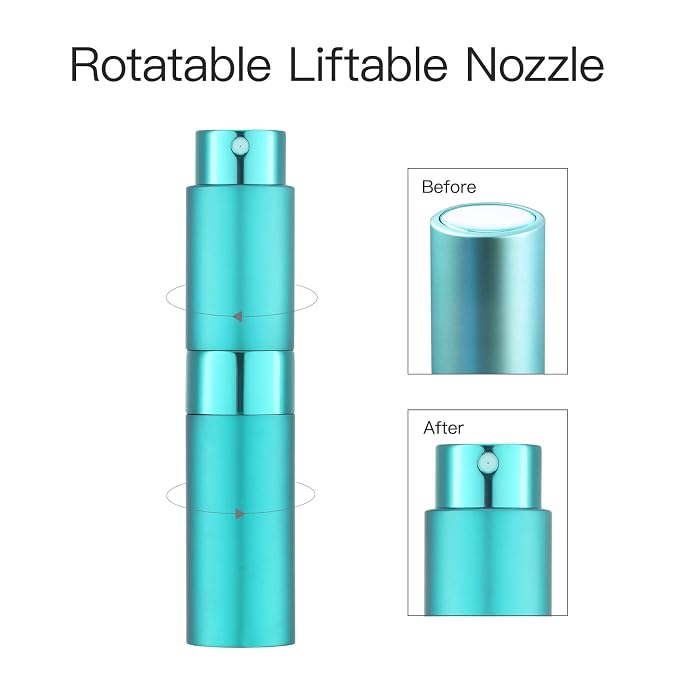 LISAPACK 8ML Atomizer Perfume Spray Bottle for Travel, Empty Refillable Cologne Dispenser, Portable Sprayer (Cyan)