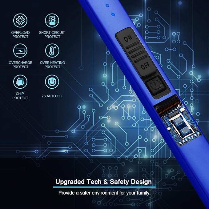 SUPRUS Electric Lighter Arc Windproof Flameless USB Rechargeable Lighter with Safety Lock for Candle BBQ Camping (Dark Blue)