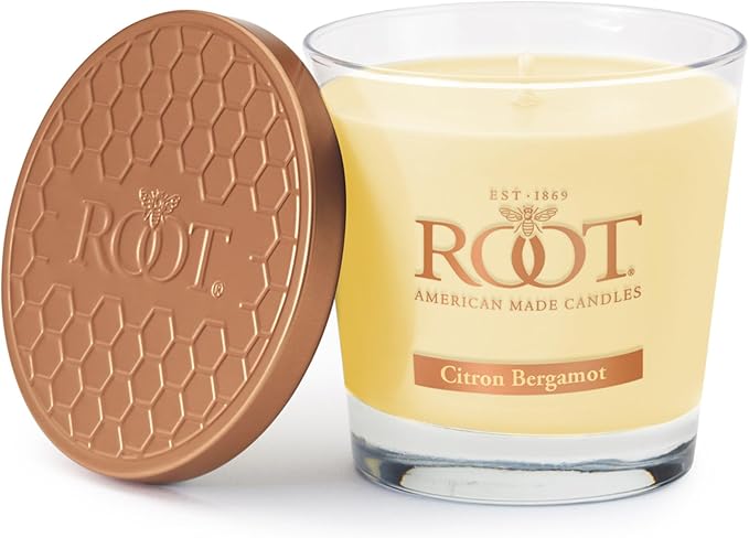 Root Candles Scented Candles Honeycomb Beeswax Blend Premium Handcrafted Candle, Small Veriglass, Citron & Bergamot