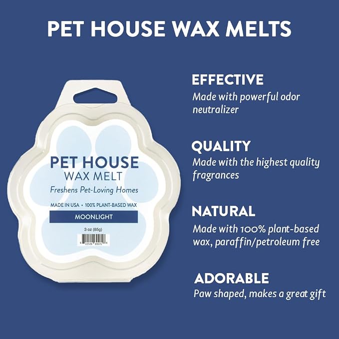 Pet House Scented Wax Melts Long-Lasting, Pet-Friendly Plant Based, Wax Melts for Home, Moonlight 3 OZ Each, 2 Pack