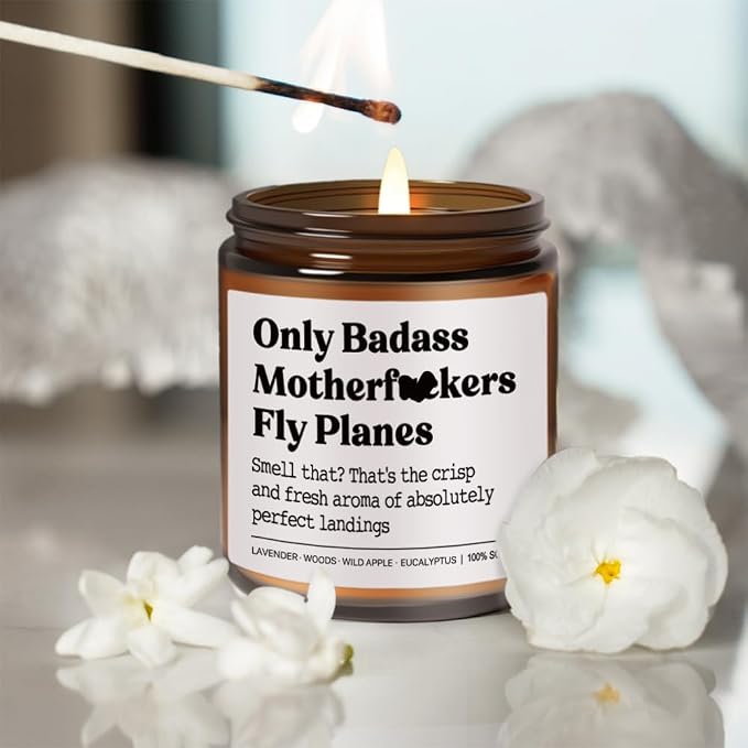 Pilot Gifts for Men, Women Lavender Wood Wild Apple Eucalyptus Candle 9OZ, Flight School Birthday, Christmas, Aviation Gifts for Pilots, Student, Funny Airplane Gift for Dad, Boyfriend, New Aviator