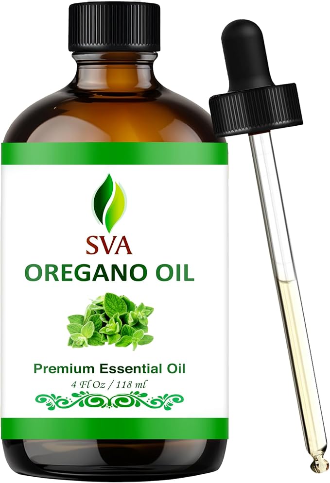 SVA Oregano Essential Oil 4 Fl Oz – for Diffuser, Skin & Hair Care – Ideal for Massage & DIY Blends – with Dropper