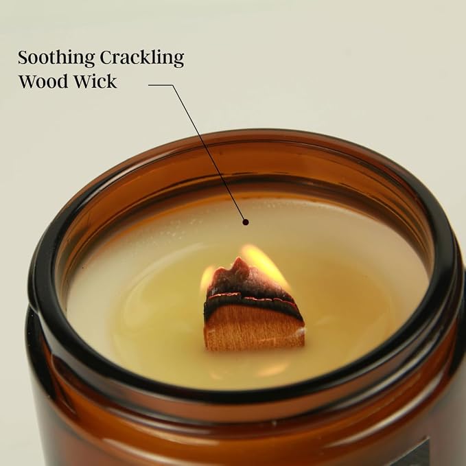 Black Oud Wood Wick Candle – Luxury Earthy Woody Scent, 100% Soy, 50-Hour Burn – Scented Candle with Wooden Wick for Home, Office, Gifts
