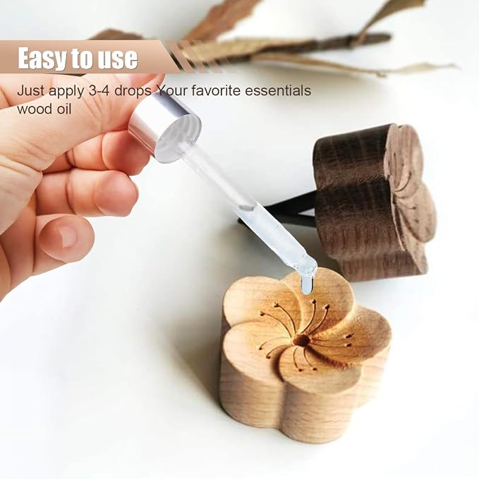 Wood Flower Essential Oil Diffuser, Car Air Vent Clip Aromatherapy Diffuser, Car Diffusers for Essential Oils, Car Diffuser Clip for Car Office Bedroom (2Pack (Dark+Light))