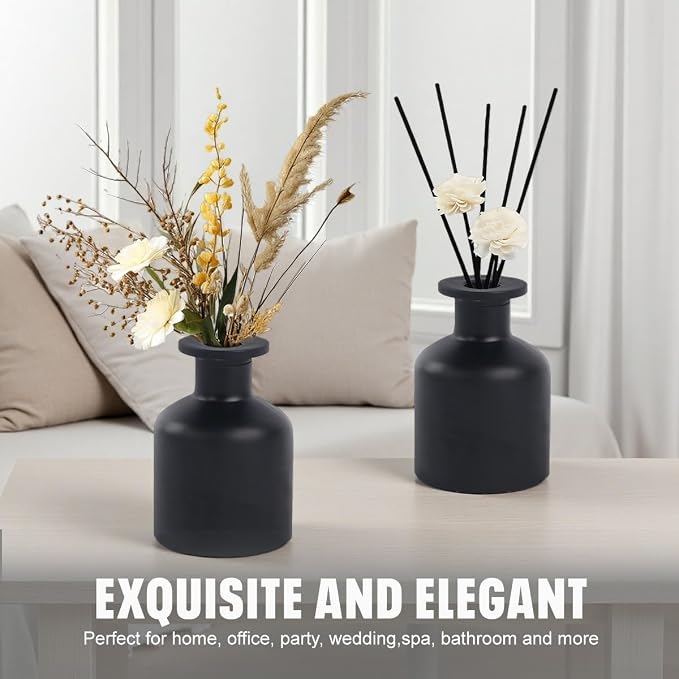 1Pcs 150ml/5OZ Fragrance Diffuser Bottles Empty Glass Gradient Color Diffusers Vase Fragrances Scent Bottles Essential Oils Fragrances Jar Reed Diffuser for Room Air Fresh Home Decorative(Black)