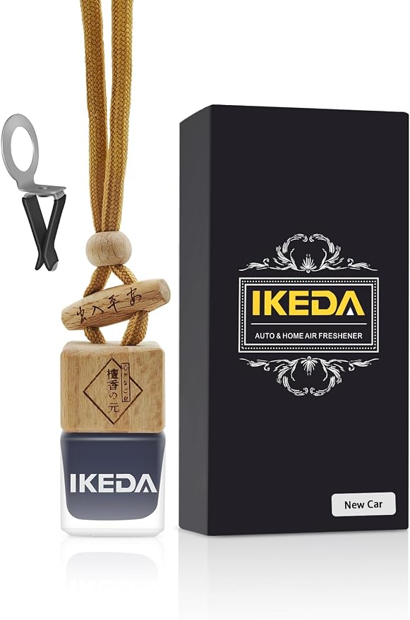 Ikeda Car Air Freshener: Hanging Car Smell Air Freshener | 10ml Hanging Car Perfume | Long Lasting Fragrance | Strong Scents Diffuser for Auto Home (New Car|Square)