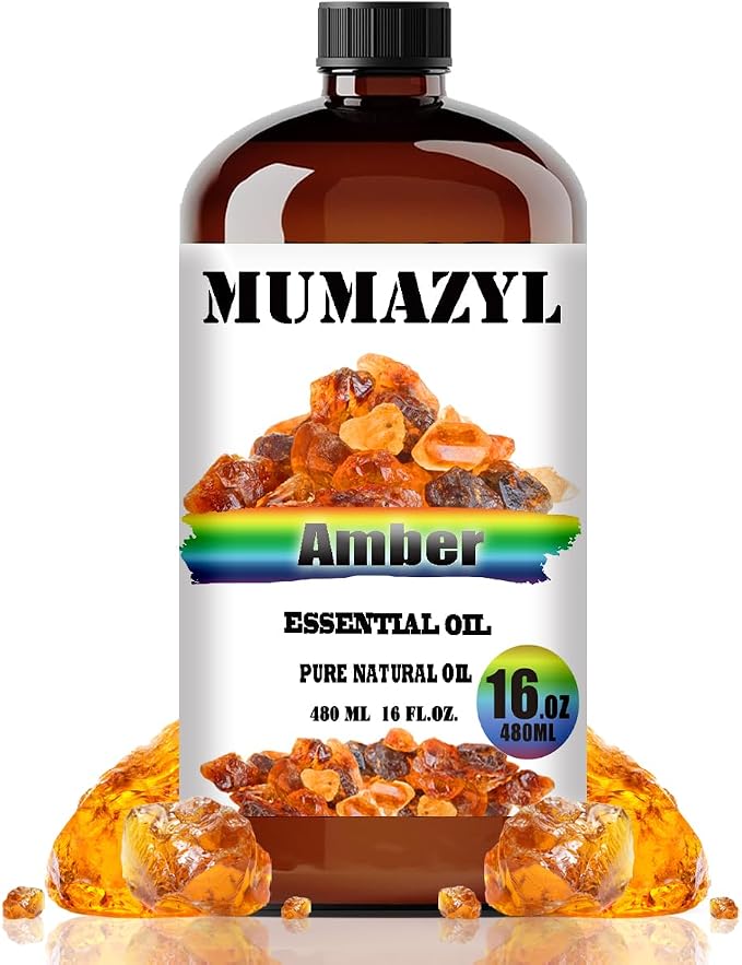 Amber Essential Oil, Amber Oil 16 Fl Oz 480ML for Diffuser Humidifier Yoga Cleaning DIY Candle Soap Making MUMAZYL Essential Oils