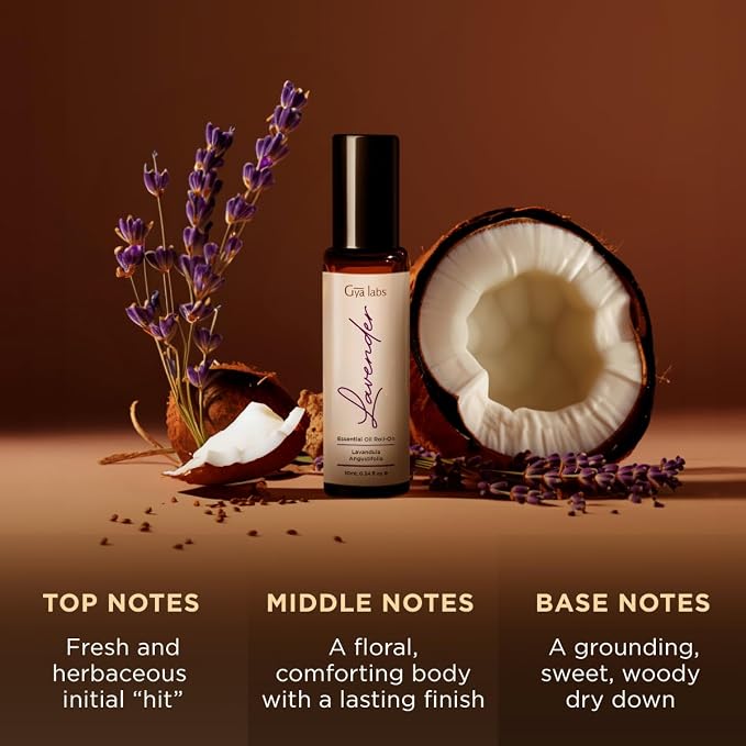 Gya Labs Lavender Essential Oil Roll On - 0.34 Fl Oz - Travel Size Roller for Camping, Skin, Aromatherapy Relief, Convenience