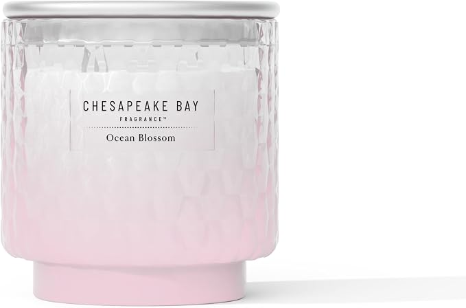 Chesapeake Bay, 11oz Ocean Blossom Scented Candle, Mood Evoking Fragrance, Textured Sea Glass-Inspired Jar, Premium Soy Blend Wax with Essential Oils, Coastal Fragrance for Home Décor or Gifting