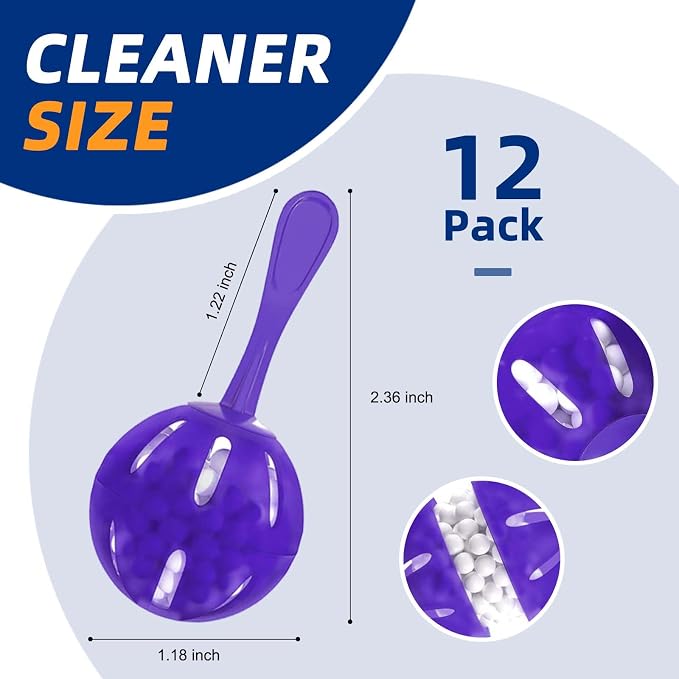 Top-Fill Humidifier Cleaner Ball, Tank Cleaning Cartridge, Purifies Water and Eliminates Mineral Build-up, 12 Pack, Purple