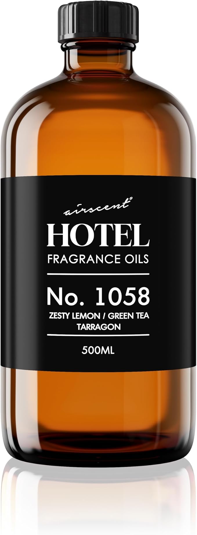 AirScent Hotel Diffuser Oil No. 1058 - Shiso Tea Inspired - Lemon Green Tea Tarragon - Fragrance Oil for Ultrasonic and Waterless Diffusers and Crafting - 500 mL, 16.9 fl oz Glass Bottle