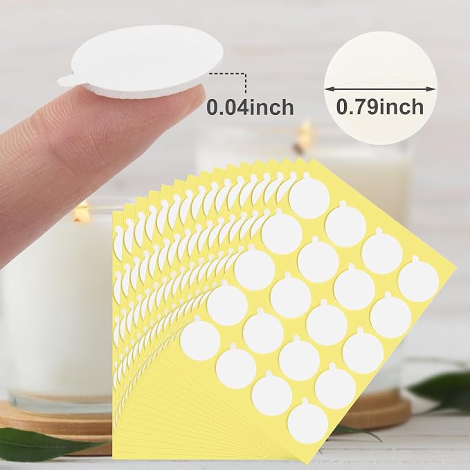 1200PCS Candle Wicks for Candle Making, Candle Wick Stickers, Heat Resistance Double-Sided Stickers with The Little ”Tail “, Stickers for Candle Making