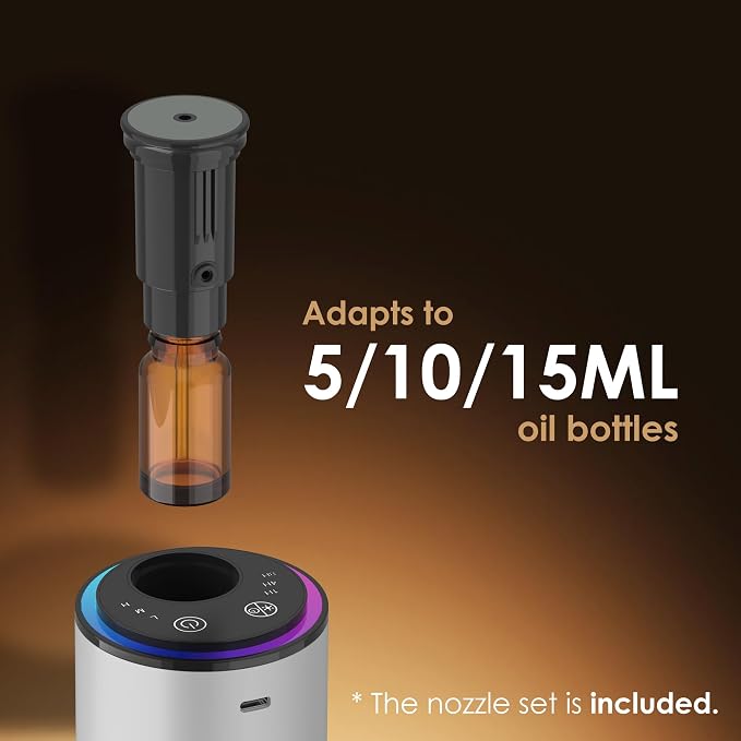 Waterless Essential Oil Diffuser, Portable Aromatherapy Diffuser,3 Countdown Timers & 3 Mist Levels for Home, Room, Car, Office