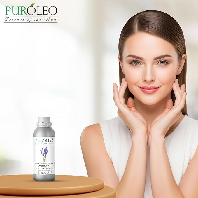 PUROLEO Lavender Essential Oil 8 Fl Oz/236 ML (Packed in Canada) 100% Pure Natural Undiluted for Aromatherapy, Aromatherapy Oil for Sleep, Relaxation Bulgaria France Oil Diffuser