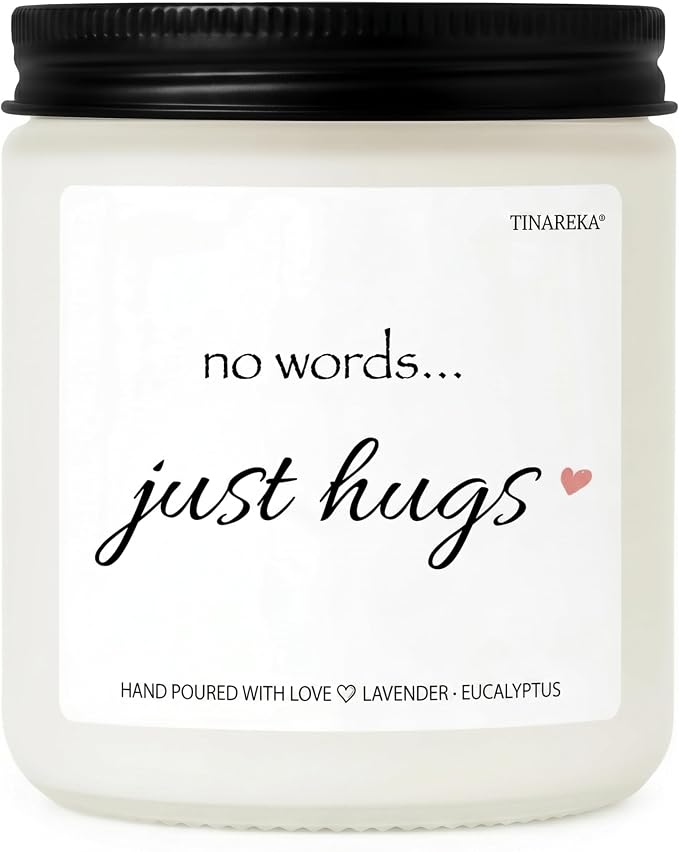 Sympathy Gift for Loss of Loved One - Lavender Scented Candle Memorial Gift, No Words Just Hugs, 100% Natural Soy Wax 40 Hour Burn Time, Condolence and Grief Support
