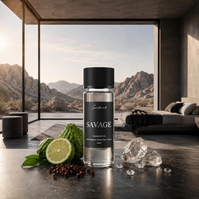 Scentiment Savage Diffuser Oil - Premium Hotel Scent with Notes of Calabrian Bergamot, Sichuan Pepper & Ambroxan Home Scent, Hotel Fragrance Oil Diffuser Refill - 0.68 fl oz (20 mL)