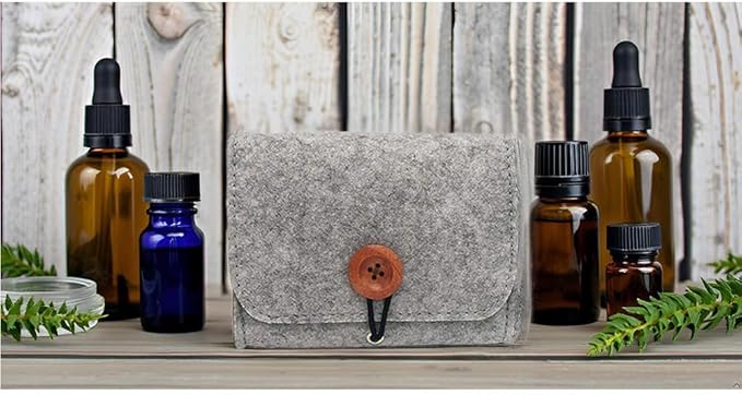AUONY Essential Oil Carrying Case for 6 Bottles, 5ML / 10ML / 15ML Essential Oils Travel Organizer Storage Pouch Bag