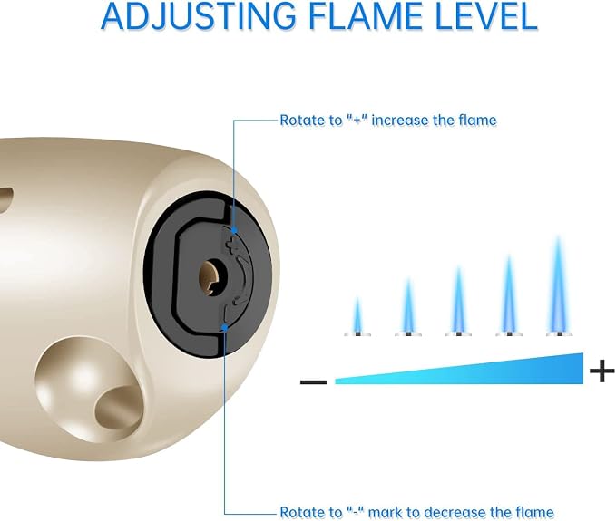 Butane Lighter with Visual Fuel Window for Kitchen Grill, Gold (No Butane)