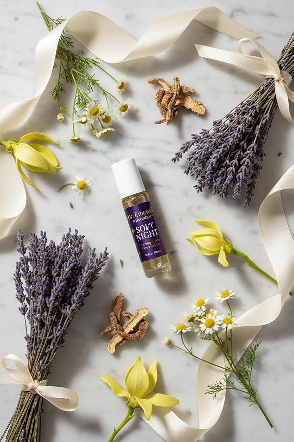 Dr. Emerald Soft Night Evening Aroma Aromatherapy Roll On - Essential Oil Blend with Lavender, Marjoram, Chamomile, Valerian & Ylang Ylang (10 ml / 0.33 oz, Soft Night)