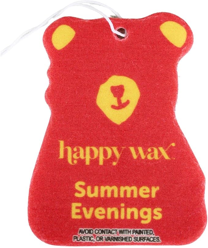 Happy Wax Summer Evenings Hanging Car Cub Air Freshener - Scented and Infused with Natural Essential Oils - Cute 4-Pack