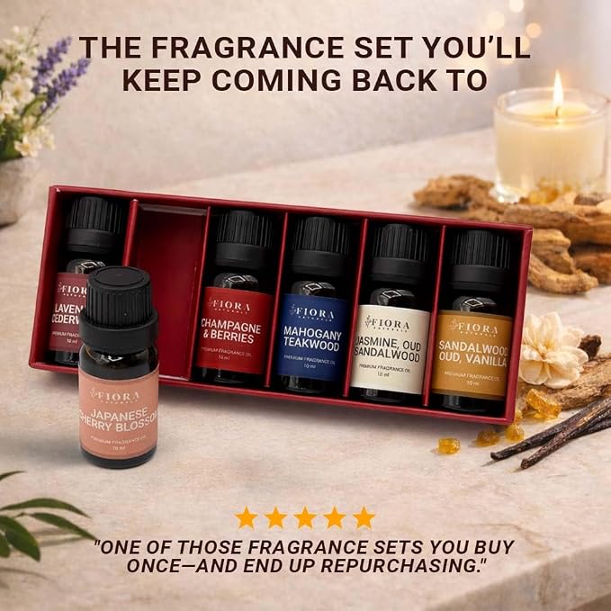 Premium Fragrance Oil Set – Highly Concentrated Scented Oils for Candle Making, Soap, Wax Melts & Home Fragrance, Long Lasting Aroma Oils Gift Set for Diffusers & DIY, Aromatherapy Selfcare Gift
