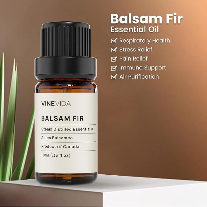 VINEVIDA Balsam Fir Essential Oil 10 mL - Undiluted Balsam Fir Oil 10 mL - Balsam Fir Candle Oil Scent - DIY Candle Scents for Candlemaking - 10 mL Essential Oil for Soap Making Safe for Skin