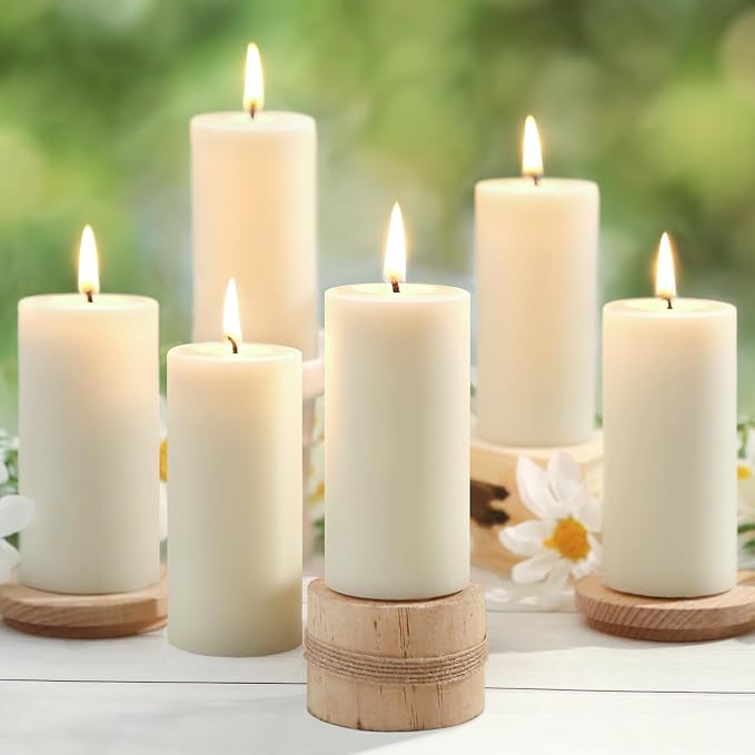 Beeswax Pillar Candles,Ivory White Unscented Candles -258 Hours Long Burning,100% Pure & Natural Bees Wax Candles for Home,Prayer,Dripless Smokeless Organic Pillar Candles Bulk-2x4in-6 Pack