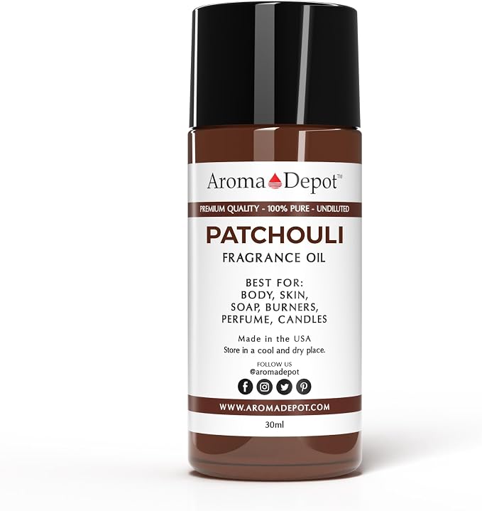 Aroma Depot Patchouli 30 ml Fragrance Oil I Perfume I Skin Oil I Scented Oil. DIY Projects Such as Candles, Bath Bombs, Body Butters, Creams & Lotions. Few Drops in The Diffuser, Burners, or Warmers.