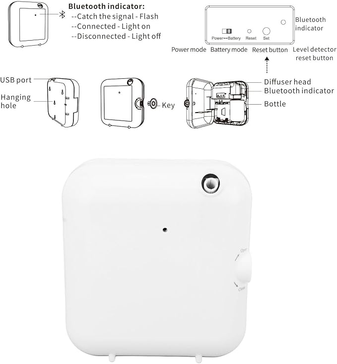 Scent Air Machine, 100ML Bluetooth Waterless Essential Oil Diffuser, Portable Aromatherapy Diffuser with USB & Battery Powered for Large Room, Home, Hotel, Office, Spa, Business