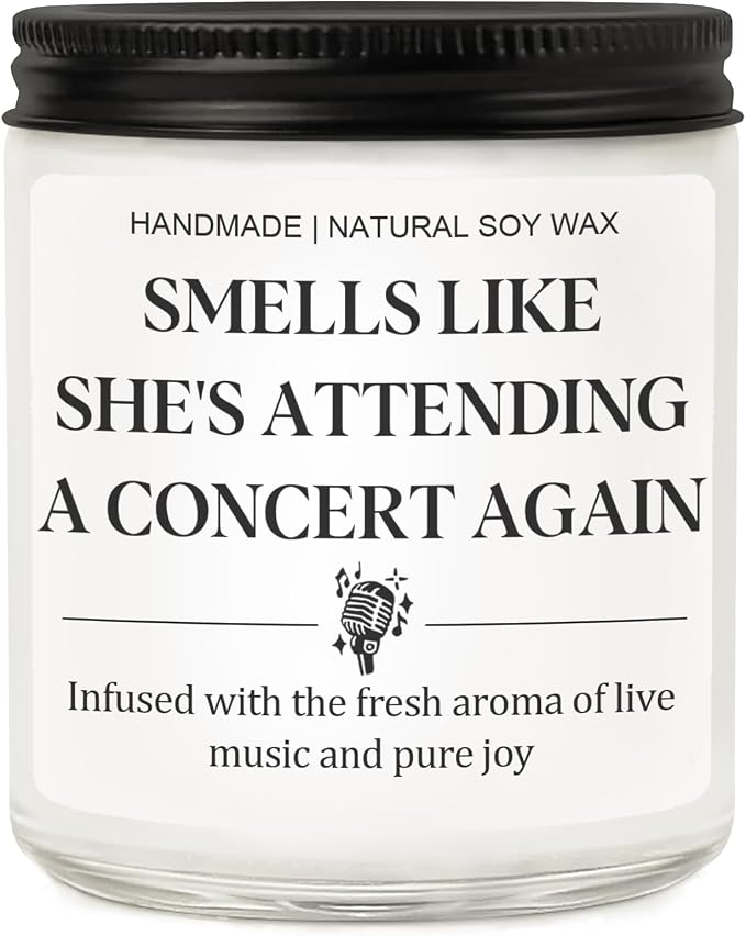 Music Lover Gifts - Funny Candle for Concert Goers, Unique Musical Themed Room Decor for Rock, Country Music & Festival Fans, Cool Christmas Birthday Gifts for Women, Teen Girls