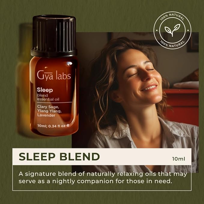 Sleep Essential Oil Blend & Lavender Essential Oil for Diffuser Set - Aromatherapy Grade Essential Oils Set - 2x0.34 fl oz - Gya Labs