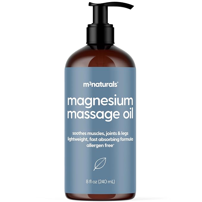 Magnesium Massage Oil for Sore Muscles, Feet, Joints and Leg Cramps, Helps with Sleeping and Post-Workout Recovery, for Sensitive Skin, 8 fl oz by M3