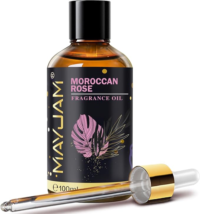 Moroccan Rose Fragrance Oil Essential Oil, MAYJAM 3.38FL.OZ Moroccan Rose Oil for Diffusers for Home, Long Lasting Scented Oils for Soap Candle Making - 100ML