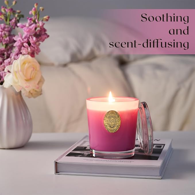 M&SENSE Natural Soy Candle| Lavender Chamomile Purple | 10.2 oz, 55H Burn | Luxury Scented Candle for Relaxation, Gifting, Home Décor |for Bedroom, Office, Party