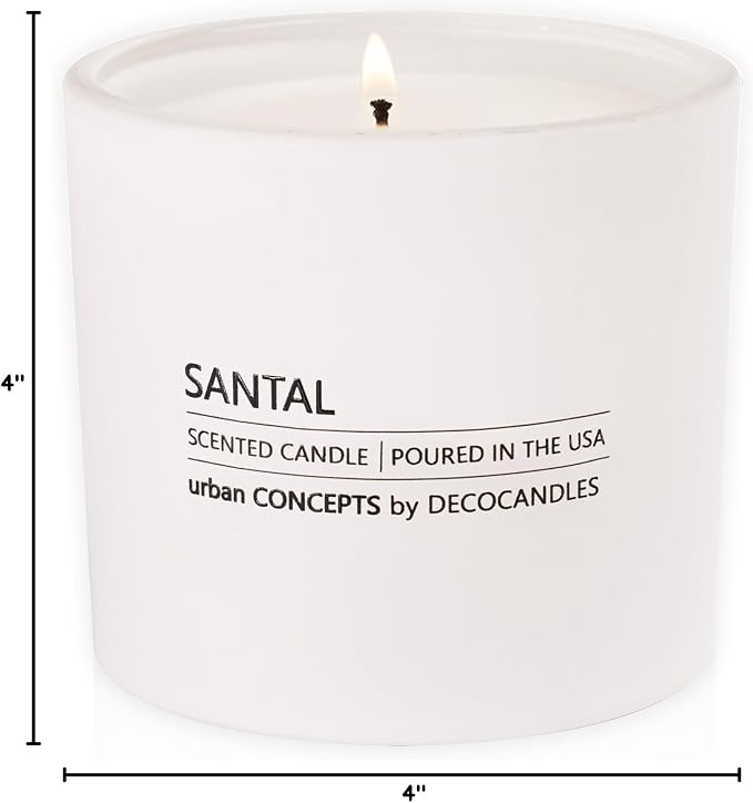 DECOCANDLES Santal Home Fragrance Candle, 12 Oz Soy Wax Blend Scented Candle, Long Burn Time