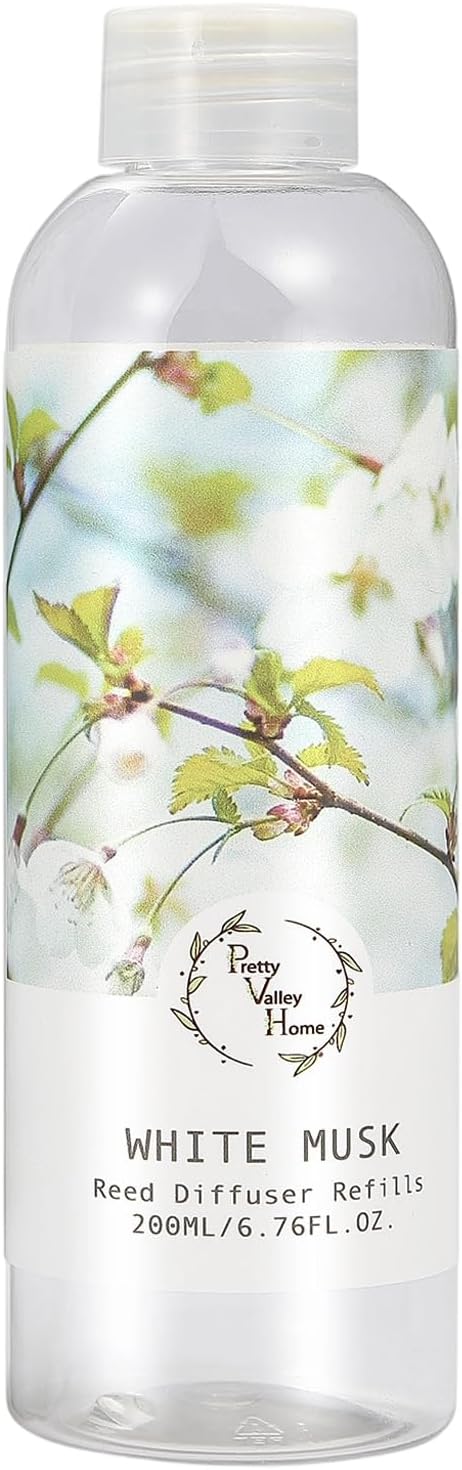 Reed Diffuser Refill, White Musk Floral Diffuser Oil 6.76 fl.oz / 200ml, Home Fragrance for Bedroom, Bathroom, Office Decor