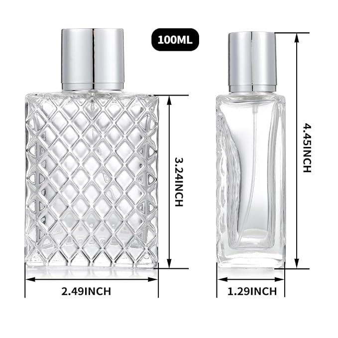 1Pc 100ml 3.4 oz Empty Refillable Spray Perfume Bottles large cosmetic Fine Mist Atomizer Portable Clear Glass Essential Oil Container for Travel