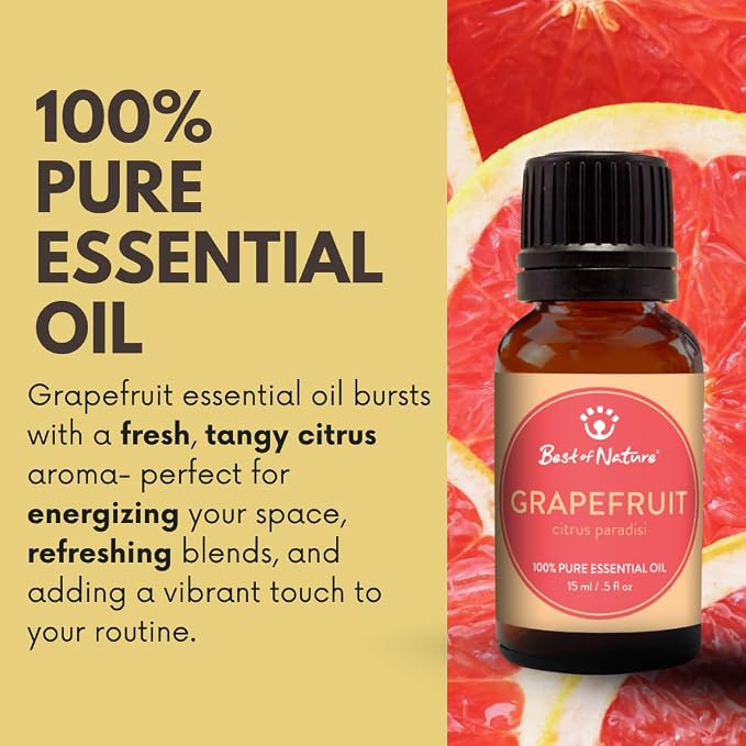 Grapefruit Essential Oil for Diffuser Aromatherapy – Best of Nature 100% Pure Undiluted Oils for DIY, Home Fragrance, and Topical Use