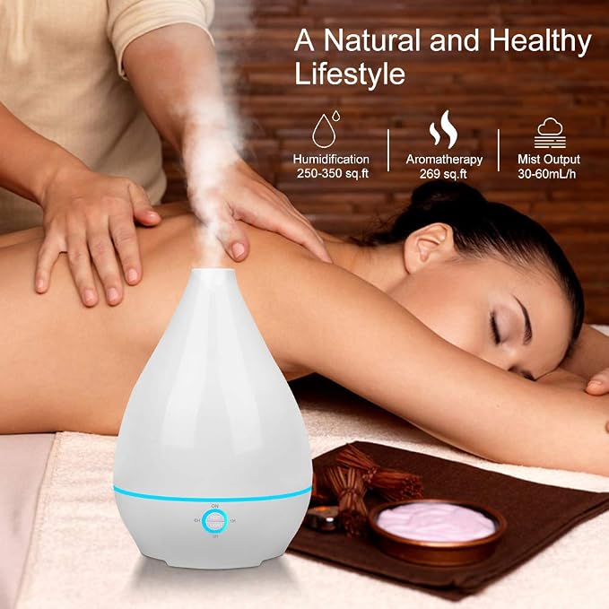 Aromatherapy Diffuser 500ml, Ultrasonic Essential Oil Humidifier, 7 Color Changing LED, Adjustable Mist Mode, BPA-Free & Auto Shut-Off for Bedroom Spa Office