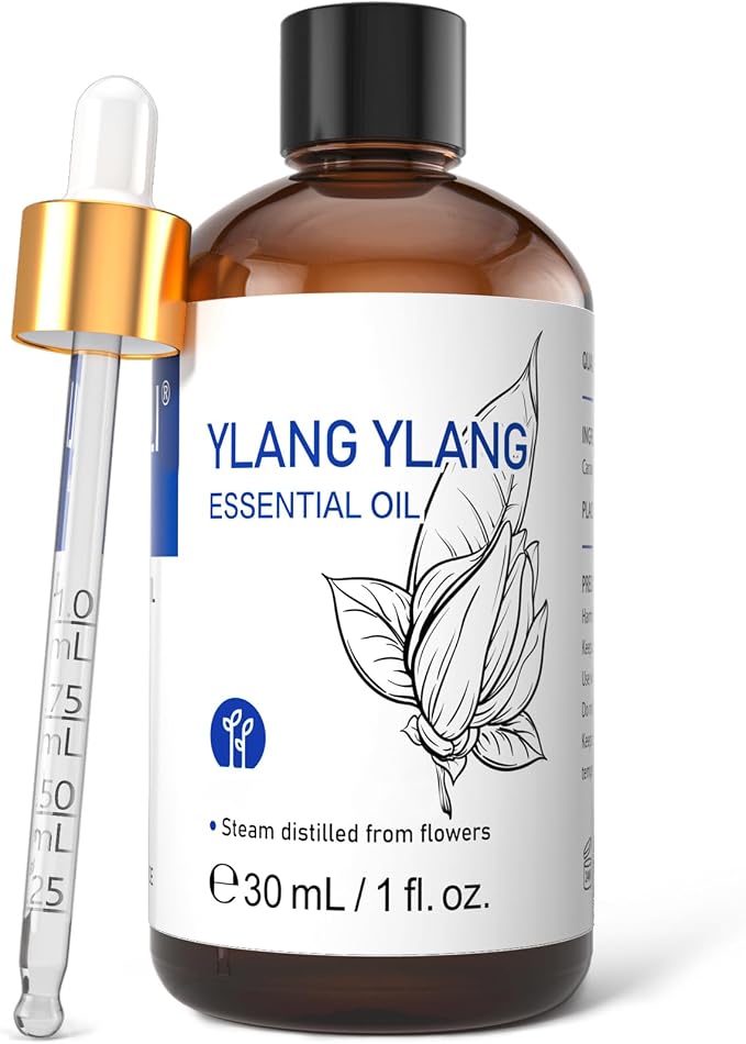 HIQILI Ylang-Ylang Essential Oil, Long-Lasting Scent for Diffusers, Perfumes, Aromatherapy, DIY - 1.01 Fl Oz